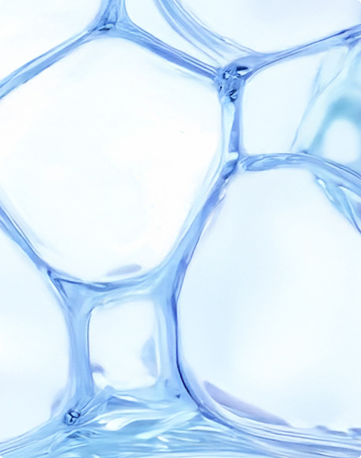 IV Therapy Key Ingredients (Desktop) Close-up of blue water bubbles